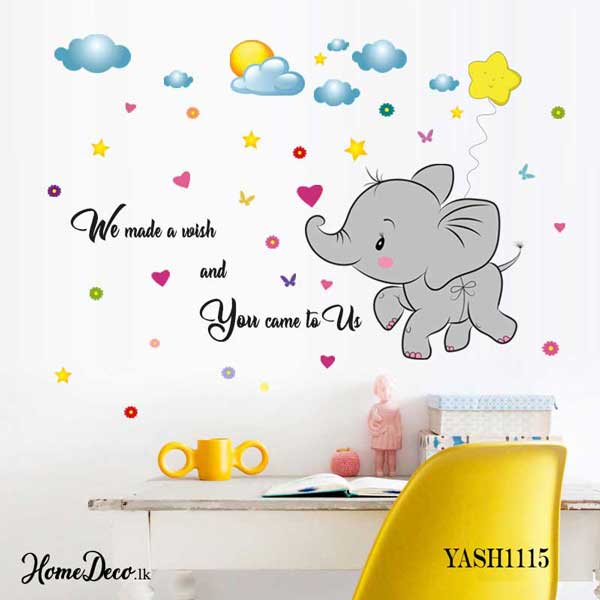 Baby Elephant Fly Wall Sticker Yash1115 - Baby Room Wall Art Stickers