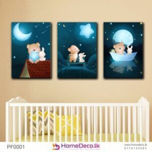 Adorable Bear and Bunny Baby Wall Art – a playful and charming nursery decoration featuring cute animals, perfect for babies' rooms