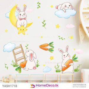 Adorable cute bunny wall sticker, perfect for nursery or kids' room decor, removable and reusable