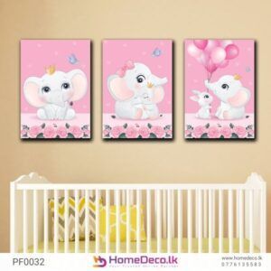 Baby Elephant and Mom Adorable Nursery Wall Art featuring a cute elephant family illustration for baby nursery decoration