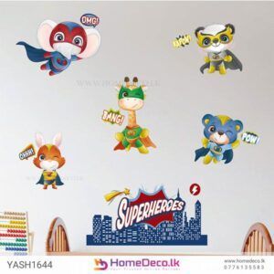 Kids Super Hero Wall Sticker featuring vibrant superhero designs, perfect for bedroom and playroom decor