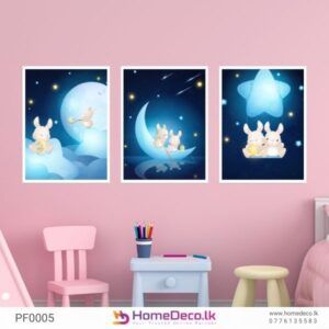 Bunny Friends Playing Baby Wall Art – a sweet and vibrant nursery decoration featuring bunnies, perfect for adding charm to any baby room