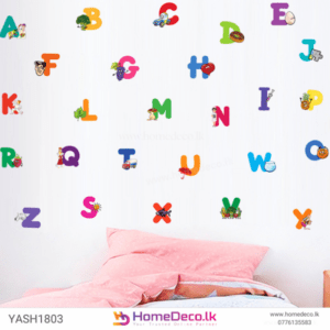 Vibrant English Alphabet Wall Sticker for kids’ rooms, perfect for educational and decorative purposes.