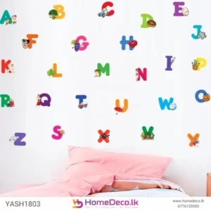 Vibrant English Alphabet Wall Sticker for kids’ rooms, perfect for educational and decorative purposes.