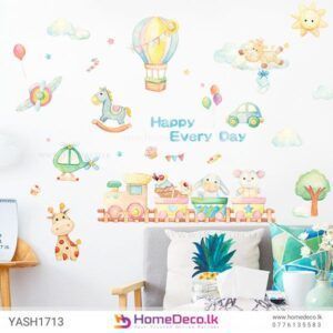 Colorful Little Baby Animal Train Wall Sticker with cute animal characters, perfect for decorating baby nurseries and playrooms