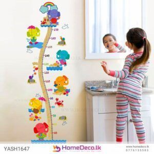 Elephants Height Measure Wall Sticker with cute elephants, ideal for tracking children’s growth in nurseries