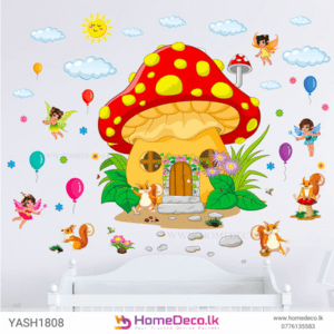 Mushroom House Fairy Theme Wall Sticker featuring a fairy-tale-inspired mushroom house for children's rooms 2.