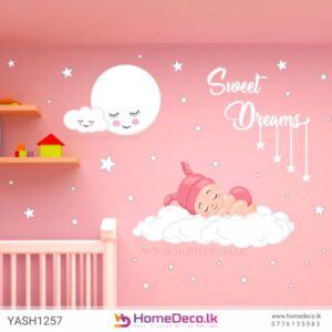 Baby Girl Sleeping Wall Sticker showing a peaceful sleeping baby girl, perfect for baby rooms and nurseries.