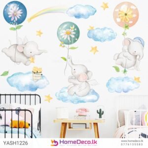 Baby Elephants Kids Wall Sticker featuring playful elephants, perfect for decorating nurseries and kids’ rooms with a cute and cozy atmosphere.