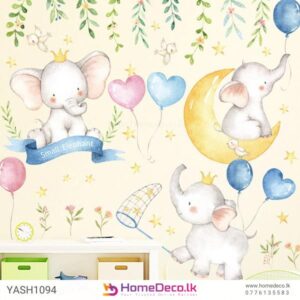 Cute Elephants Playing Wall Sticker for a joyful and playful baby room decor.