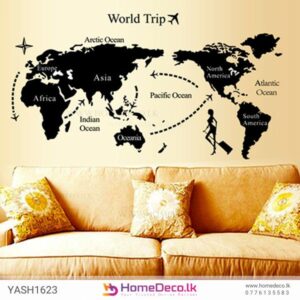 Black World Map Wall Sticker for kids' rooms, playrooms, and study areas in Sri Lanka