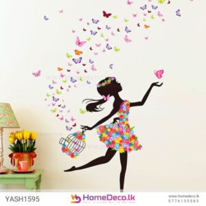 Girl with Butterflies Wall Sticker for nurseries and kids’ rooms in Sri Lanka