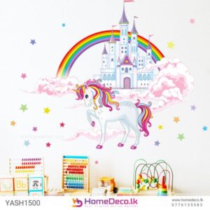 Unicorn with Castle Wall Sticker for nurseries and kids’ rooms in Sri Lanka