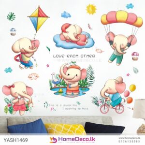 Baby Elephants Playing Wall Sticker featuring cute elephants enjoying fun activities for kids’ rooms in Sri Lanka