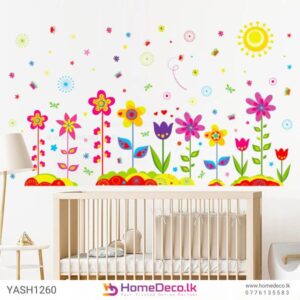 Flower Garden Kids Wall Sticker featuring colorful flowers, perfect for nursery or playroom decor, bringing nature and joy into the space.