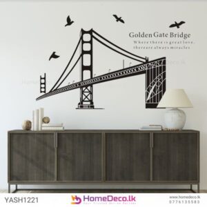 Black and White Bridge Wall Sticker with a sleek monochrome design, perfect for modern home and office decor.