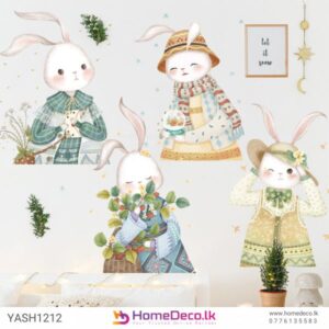 Cute Village Rabbits Wall Sticker for Baby Room Decor