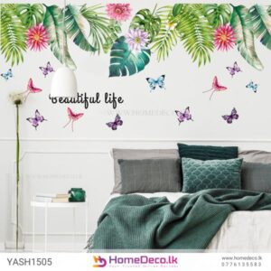 Green Leaves with Butterfly Wall Sticker for bedrooms, living rooms, and workspaces in Sri Lanka