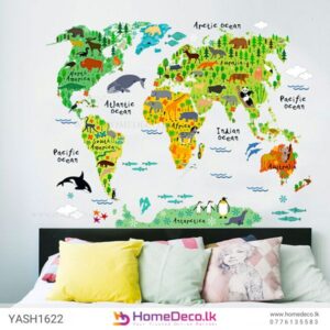 Colorful World Map Wall Sticker for kids' rooms, playrooms, and study areas in Sri Lanka