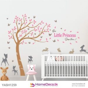 Pink Tree Baby Wall Sticker featuring a soft, delicate pink tree design, ideal for nursery and baby room decor.