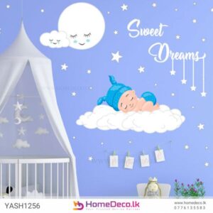 Baby Boy Sleeping Wall Sticker showcasing a peaceful sleeping baby boy, ideal for nurseries and baby rooms.