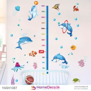 Dolphin Height Measure Wall Sticker for kids room growth chart and playful ocean theme.