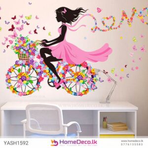 Girl with Flower Bicycle Wall Sticker for kids’ rooms, nurseries, and playrooms in Sri Lanka