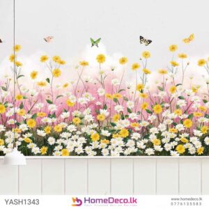 Flowers with Butterflies Wall Sticker, featuring colorful flowers and fluttering butterflies, perfect for adding a lively, cheerful touch to kids' rooms.