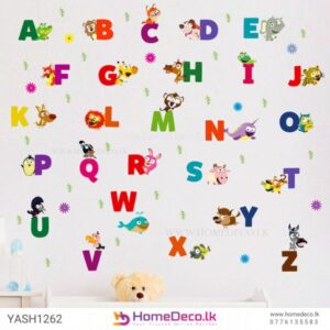 English Alphabet Kids Wall Sticker featuring vibrant, colorful letters of the alphabet, perfect for children’s rooms and nurseries.