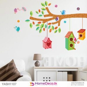 Kids Bird Cages Wall Sticker with cute birds in colorful cages for a playful nursery decor.