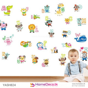 English Alphabet Baby Wall Sticker - Educational and colorful design with A to Z letters paired with cute animals for kids’ room decor