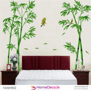 Bamboo Trees Wall Sticker - Nature-inspired design with green bamboo trees and birds for elegant home decor