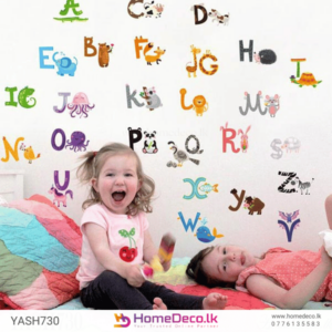 Kids English Alphabet Wall Sticker featuring colorful letters with animal illustrations for kids’ rooms and learning spaces