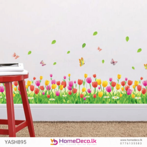 Tulip Flowers Wall Sticker - Colorful tulips with butterflies and greenery for vibrant home decoration