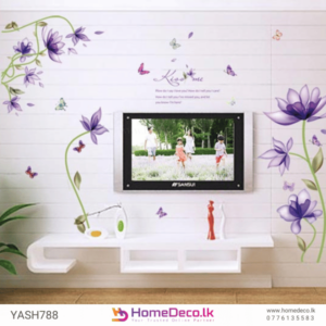 Purple Lily Wall Sticker with Romantic Quote - Perfect floral wall decor for bedrooms and living spaces