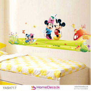Mickey Mouse Wall Sticker featuring Mickey and Minnie Mouse in a cheerful outdoor scene, perfect for kids' room decor