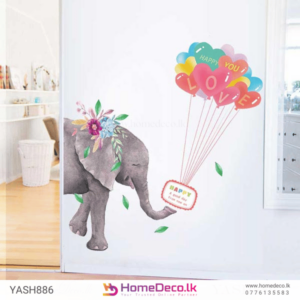 Elephant With Balloons Wall Sticker - Whimsical design with an elephant, flowers, and colorful balloons for kids’ room decor