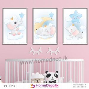 Cute Baby Elephant Nursery Wall Art featuring a cute baby elephants illustration for baby nursery decoration