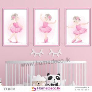 Cute Pink Ballet Girls Wall Art featuring ballerinas in pink tutus for nursery decor