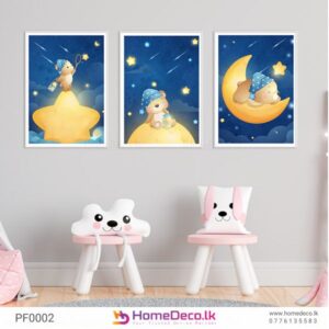 Bear With Night Sky Baby Wall Art – a sweet and vibrant nursery decoration featuring bears, perfect for adding charm to any baby room