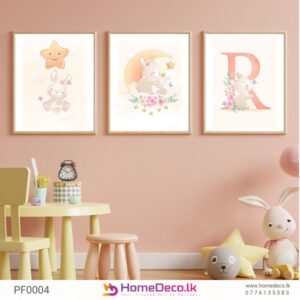 Cute Bunny And Mom Baby Wall Art – a sweet and vibrant nursery decoration featuring bunnies, perfect for adding charm to any baby room