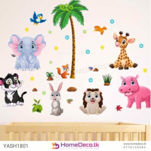 Elephant and Baby Animal Wall Sticker - Cute Animal Nursery Decor