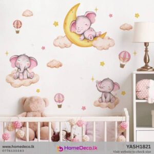 Pink Baby Elephants Sleeping Wall Sticker nursery wall decor