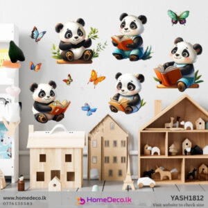 Cute Panda Reading Wall Sticker kids room wall decor