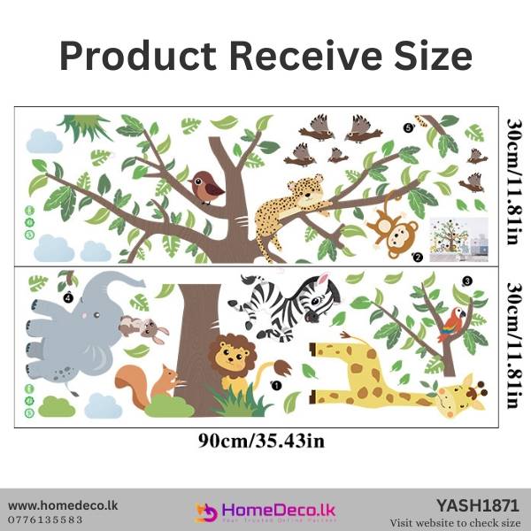 Vibrant Baby Animal Tree wall decal featuring cute jungle animals and a lush tree for child's room decor.